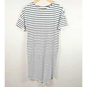 Striped Short Sleeve T Shirt Dress Contrasting Stripes Black White  Womens Large